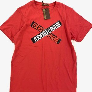 Roberto Cavalli Logo Printed Tee Red